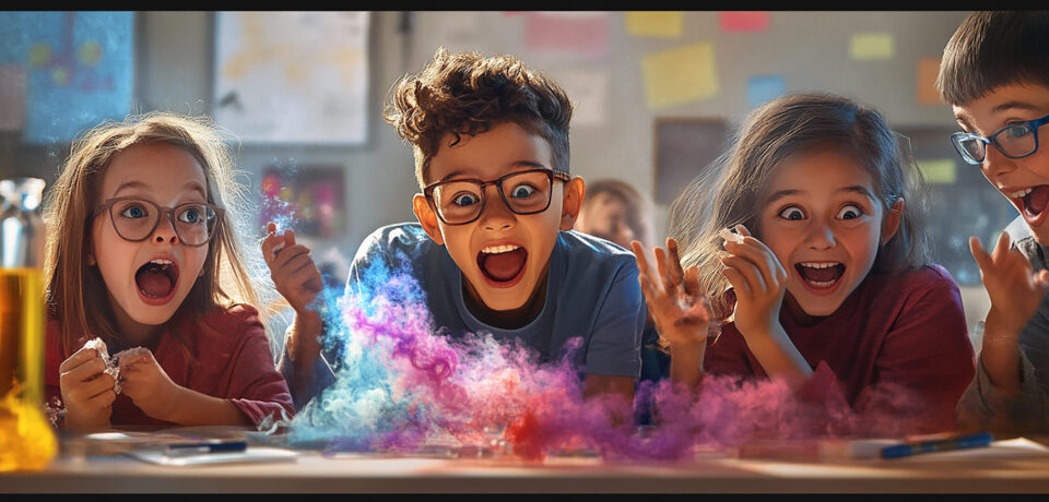 quotgroup-students-with-excited-reactions-experimentquot