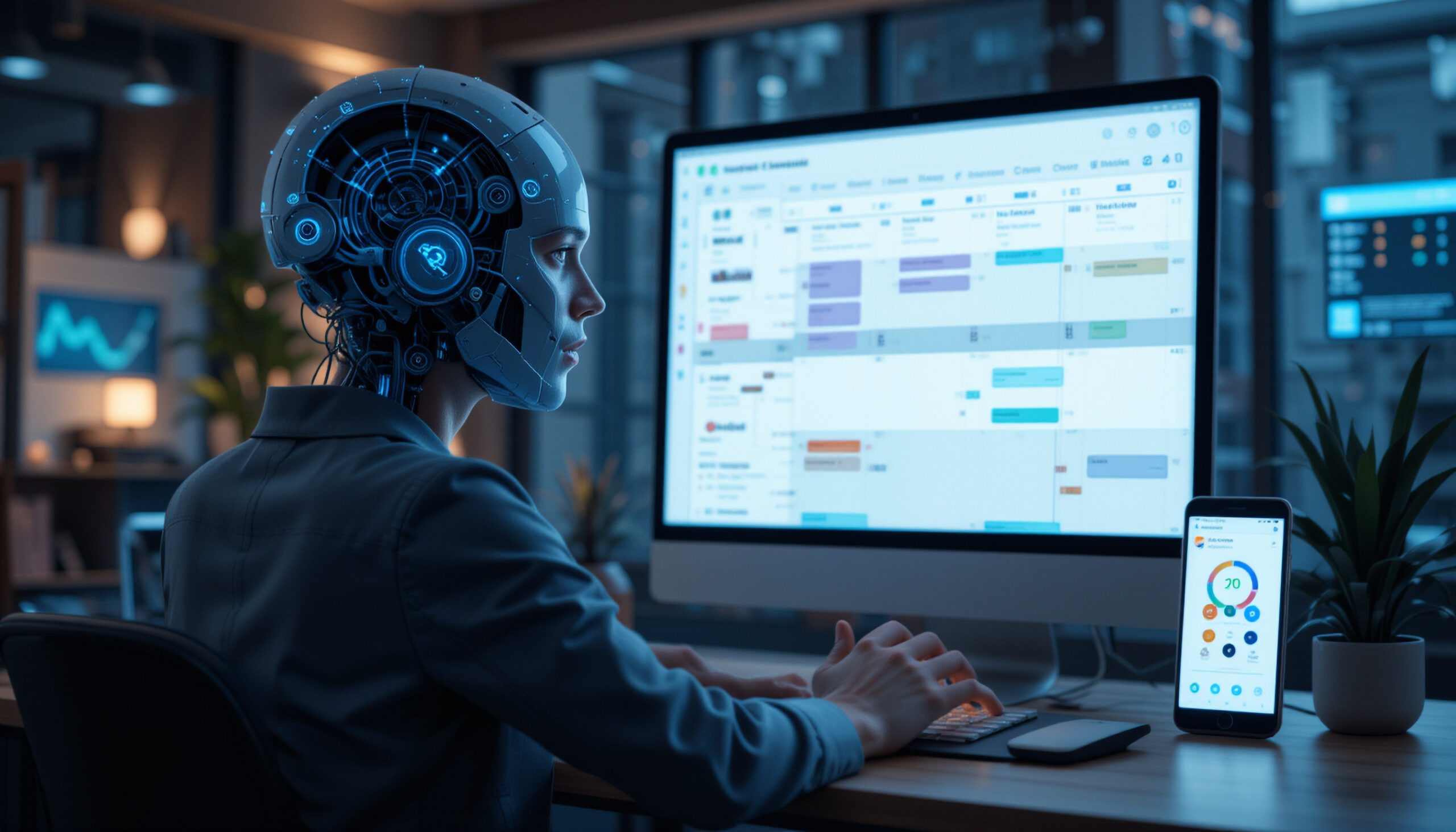 woman-with-headpiece-computer-with-words-cyber-screen Workflow Optimization